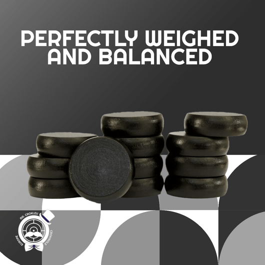 13 Black Hard‑Maple Crokinole Discs – Tournament Regulation 1¼″ Wooden Pieces | Durable Glide, Balanced Throw - Crokinole Europe