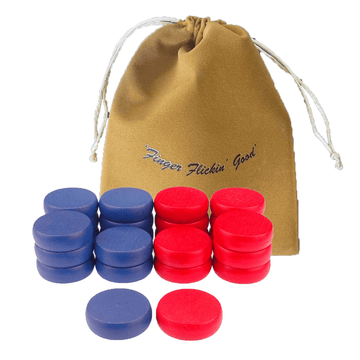 13 Blue Crokinole Discs - Premium Hard Maple - Tournament Size 1 - 1/4" - Plus 1 Extra Disc - Bag Included - Crokinole Europe