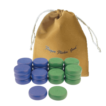 13 Blue Crokinole Discs - Premium Hard Maple - Tournament Size 1 - 1/4" - Plus 1 Extra Disc - Bag Included - Crokinole Europe
