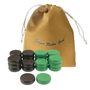 13 Green Crokinole Discs - Premium Hard Maple - Tournament Size 1 - 1/4" - Plus 1 Extra Disc - Bag Included - Crokinole Europe