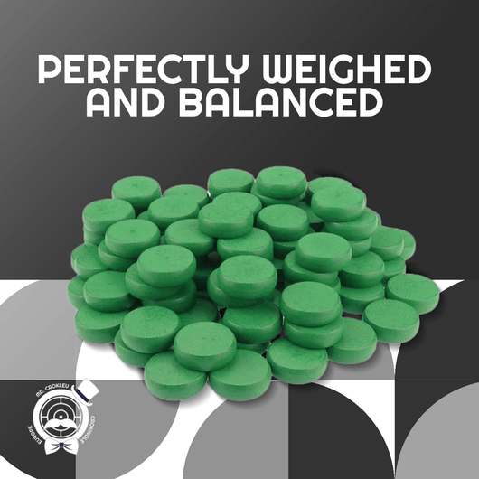 13 Green Hard‑Maple Crokinole Discs – Tournament Regulation 1¼″ Wooden Pieces | Durable Glide, Balanced Throw - Crokinole Europe