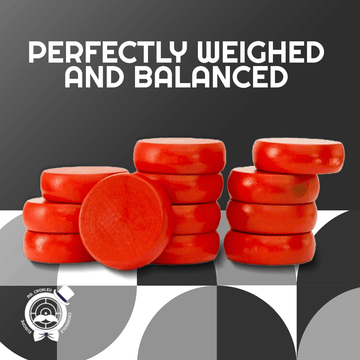 13 Red Hard‑Maple Crokinole Discs – Tournament Regulation 1¼″ Wooden Pieces | Durable Glide, Balanced Throw - Crokinole Europe