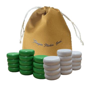 13 White Crokinole Discs - Premium Hard Maple - Tournament Size 1 - 1/4" - Plus 1 Extra Disc - Bag Included - Crokinole Europe