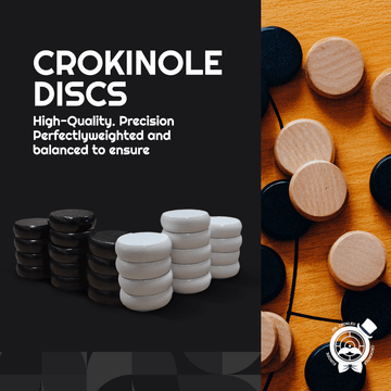 26 Black/White Crokinole Discs - Premium Hard Maple - Tournament Size 1 - 1/4" - Plus 2 Extra Discs - Bag Included - Crokinole Europe