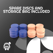 26 Blue/Wooden Crokinole Discs - Premium Hard Maple - Tournament Size 1 - 1/4" - Plus 2 Extra Discs - Bag Included - Crokinole Europe