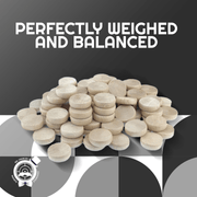 26 Blue/Wooden Crokinole Discs - Premium Hard Maple - Tournament Size 1 - 1/4" - Plus 2 Extra Discs - Bag Included - Crokinole Europe