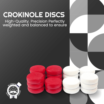 26 Red/White Crokinole Discs - Premium Hard Maple - Tournament Size 1 - 1/4" - Plus 2 Extra Discs - Bag Included - Crokinole Europe