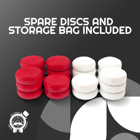 26 Red/White Crokinole Discs - Premium Hard Maple - Tournament Size 1 - 1/4" - Plus 2 Extra Discs - Bag Included - Crokinole Europe