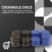Crokinole Disc Set - 26 Black & Blue Discs - 26 Crokinole Discs – Double Set of Tournament Regulation Wooden Pieces (1¼″) | Hard - Maple Game Pucks for Two Players - Crokinole Europe