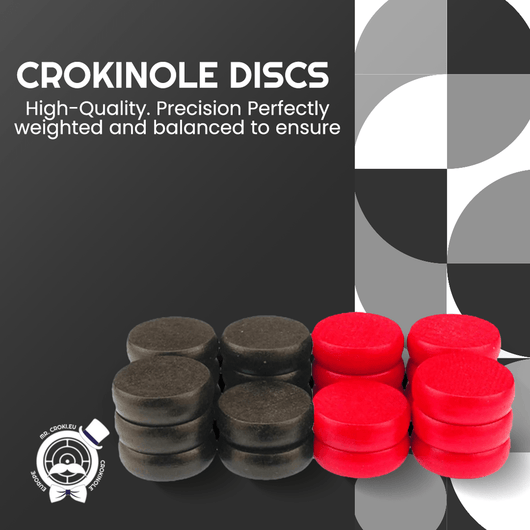 Crokinole Disc Set - 26 Black & Red Discs - 26 Crokinole Discs – Double Set of Tournament Regulation Wooden Pieces (1¼″) | Hard - Maple Game Pucks for Two Players - Crokinole Europe