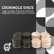 Crokinole Disc Set - 26 Black & Wooden Discs - 26 Crokinole Discs – Double Set of Tournament Regulation Wooden Pieces (1¼″) | Hard - Maple Game Pucks for Two Players - Crokinole Europe