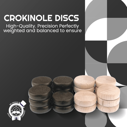Crokinole Disc Set - 26 Black & Wooden Discs - 26 Crokinole Discs – Double Set of Tournament Regulation Wooden Pieces (1¼″) | Hard - Maple Game Pucks for Two Players - Crokinole Europe