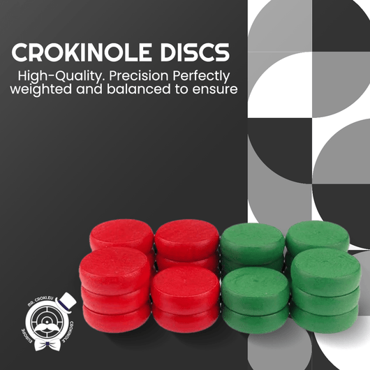 Crokinole Disc Set - 26 Green & Red Discs - 26 Crokinole Discs – Double Set of Tournament Regulation Wooden Pieces (1¼″) | Hard - Maple Game Pucks for Two Players - Crokinole Europe