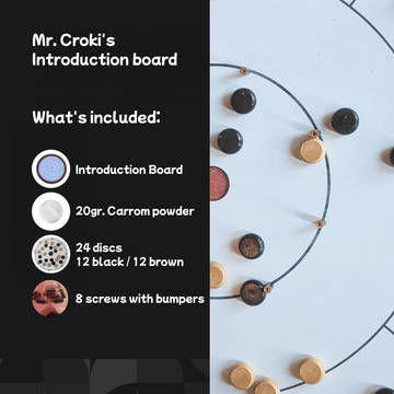 Crokinole Introduction Set - Board, Discs, Gliss Powder, Bumpers + Wallmount - Board Game for Friends and Family - Crokinole Europe
