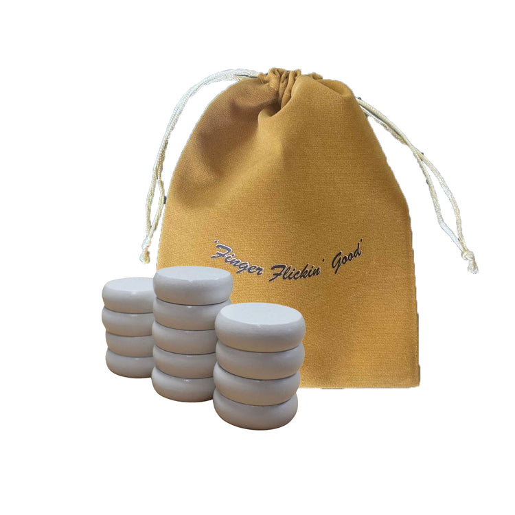 Crokinole Tournament Discs - Set of 13 White Discs - Official Size 1-1/4" - Includes Bag - Carrom Alternative - Crokinole Europe