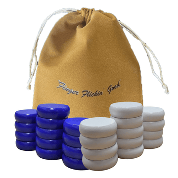 13 Blue Crokinole Discs - Premium Hard Maple - Tournament Size 1 - 1/4" - Plus 1 Extra Disc - Bag Included - Crokinole Europe