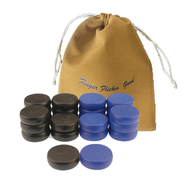 13 Blue Crokinole Discs - Premium Hard Maple - Tournament Size 1 - 1/4" - Plus 1 Extra Disc - Bag Included - Crokinole Europe
