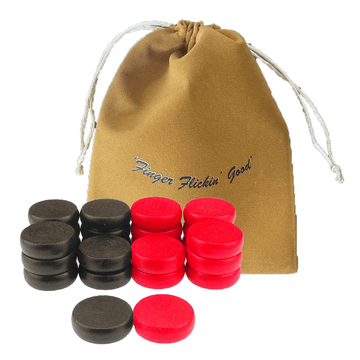13 Red Crokinole Discs - Premium Hard Maple - Tournament Size 1 - 1/4" - Plus 1 Extra Disc - Bag Included - Crokinole Europe