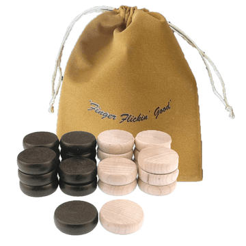 13 Wooden Crokinole Discs - Premium Hard Maple - Tournament Size 1 - 1/4" - Plus 1 Extra Disc - Bag Included - Crokinole Europe