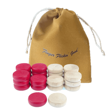 13 Wooden Crokinole Discs - Premium Hard Maple - Tournament Size 1 - 1/4" - Plus 1 Extra Disc - Bag Included - Crokinole Europe