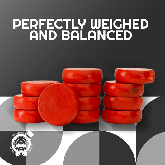 26 Red/White Crokinole Discs - Premium Hard Maple - Tournament Size 1 - 1/4" - Plus 2 Extra Discs - Bag Included - Crokinole Europe