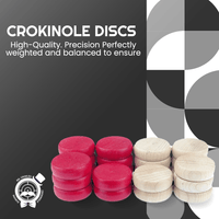 26 Red/Wooden Crokinole Discs - Premium Hard Maple - Tournament Size 1 - 1/4" - Plus 2 Extra Discs - Bag Included - Crokinole Europe