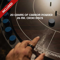 Complete Crokinole Game Set - Tournament Board, 26 Discs, Carrom Powder + Wall Mount & Bag - Strategic Board Game for Friends and Family - Crokinole Europe