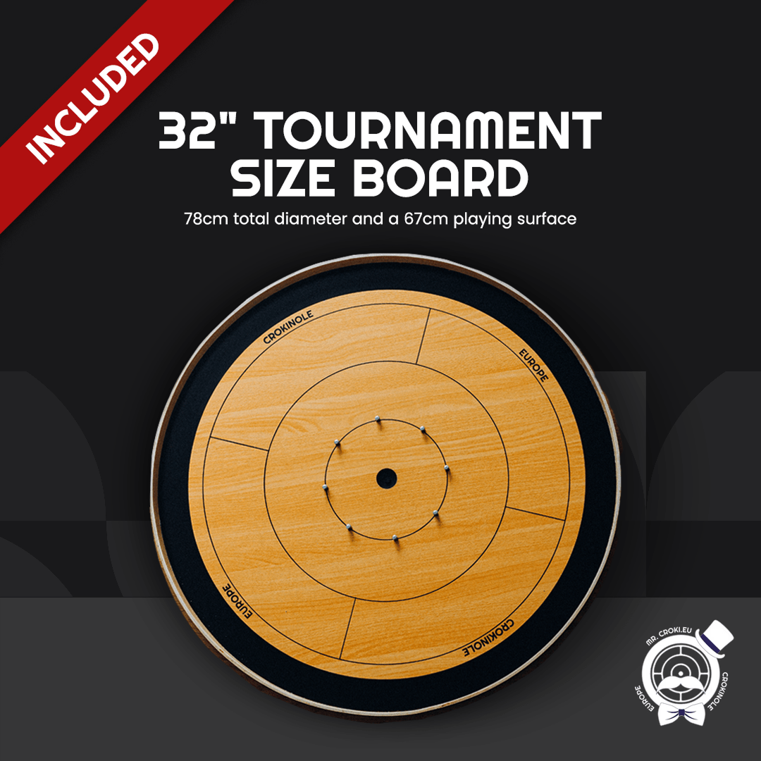 Crokinole Set - Board, Discs, Gliss Powder + Wallmount & Bag - Board Game for Friends and Family - Wood - Crokinole Europe