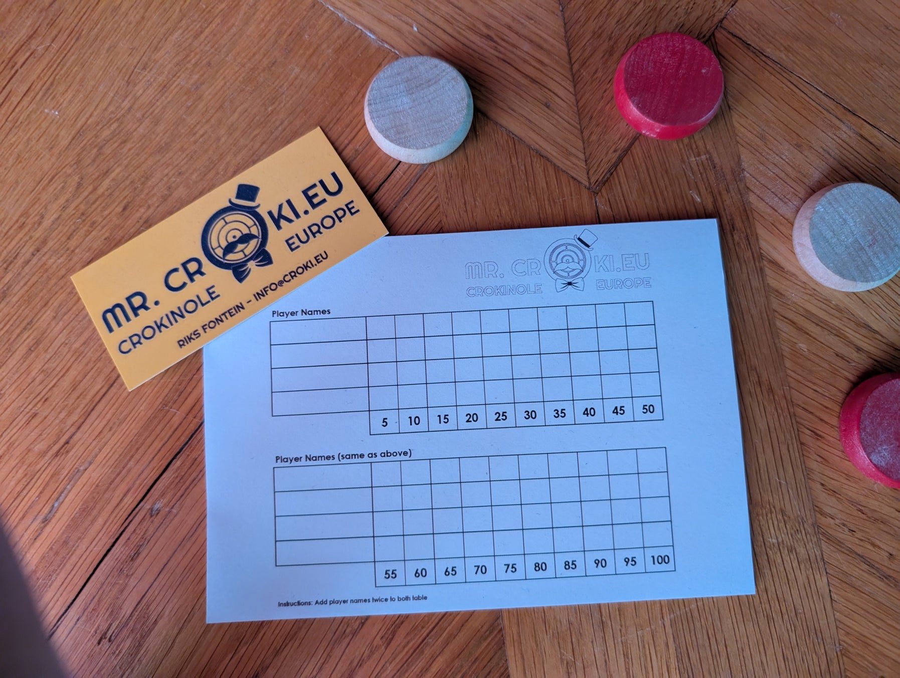 Crokinole Score Sheets - 25 Sheets