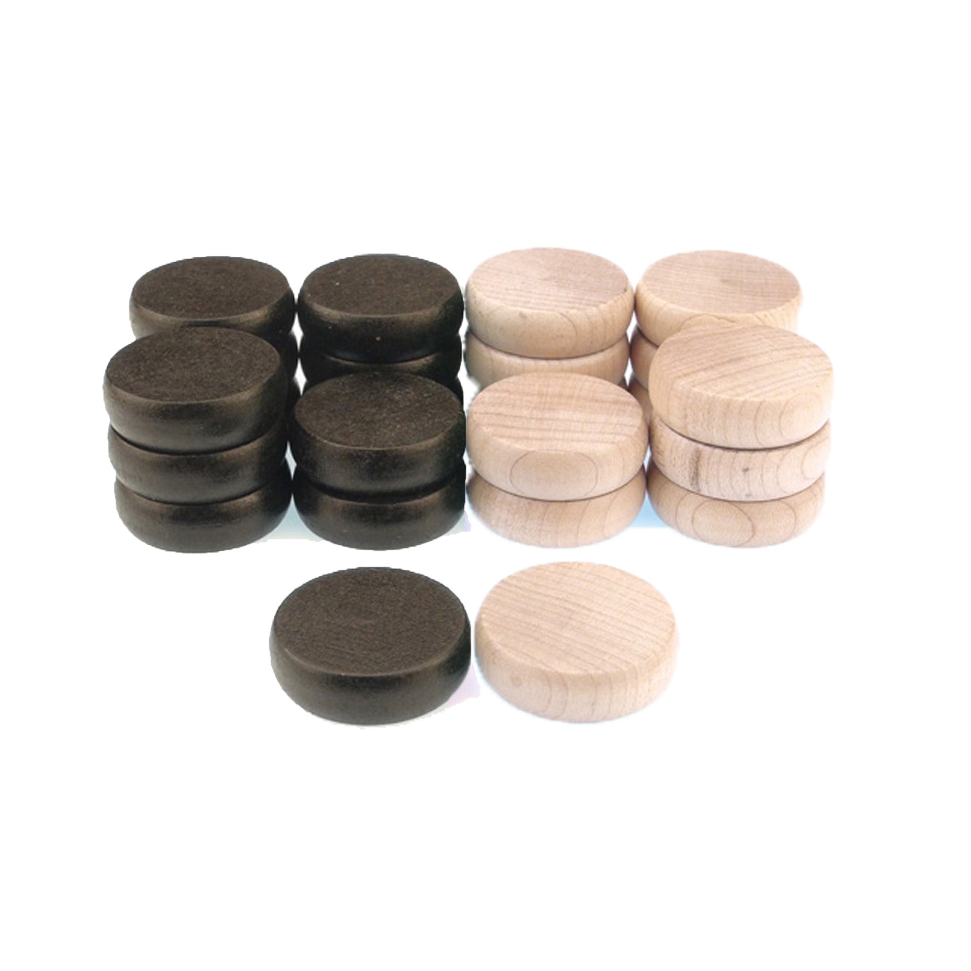 Crokinole Tournament Discs - 13 Black and 13 Wooden - Size 1-1/4" - 24 Needed + 2 Spare Discs - Bag Included - Carrom Alternative