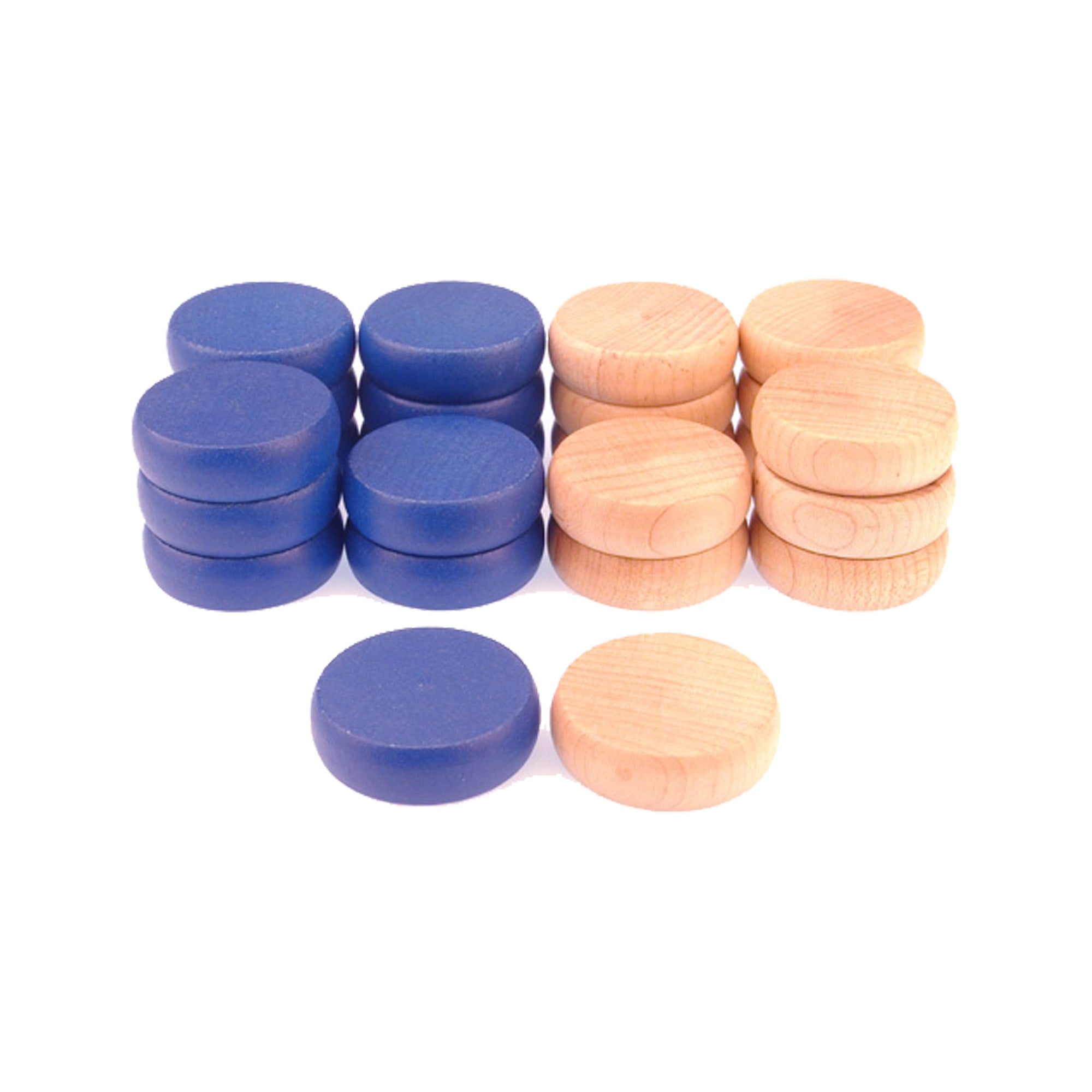 Crokinole Tournament Discs - 13 Blue and 13 Wooden - Size 1-1/4" - 24 Needed + 2 Spare Discs - Bag Included - Carrom Alternative
