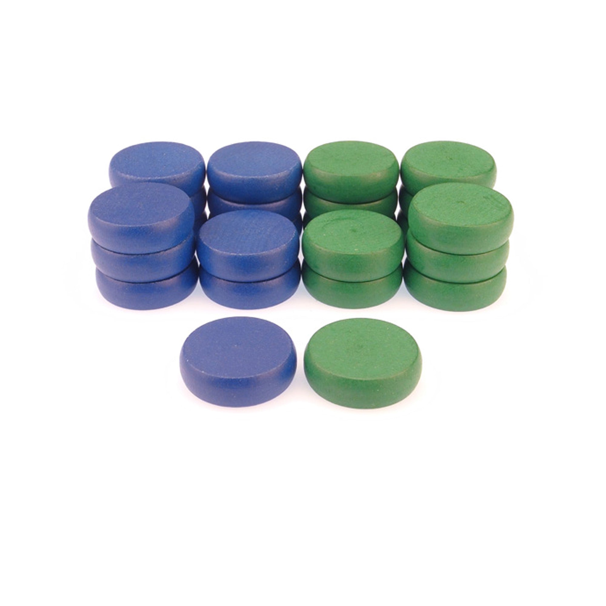 Crokinole Tournament Discs - 13 Blue and 13 Green - Size 1-1/4" - 24 Needed + 2 Spare Discs - Bag Included - Carrom Alternative
