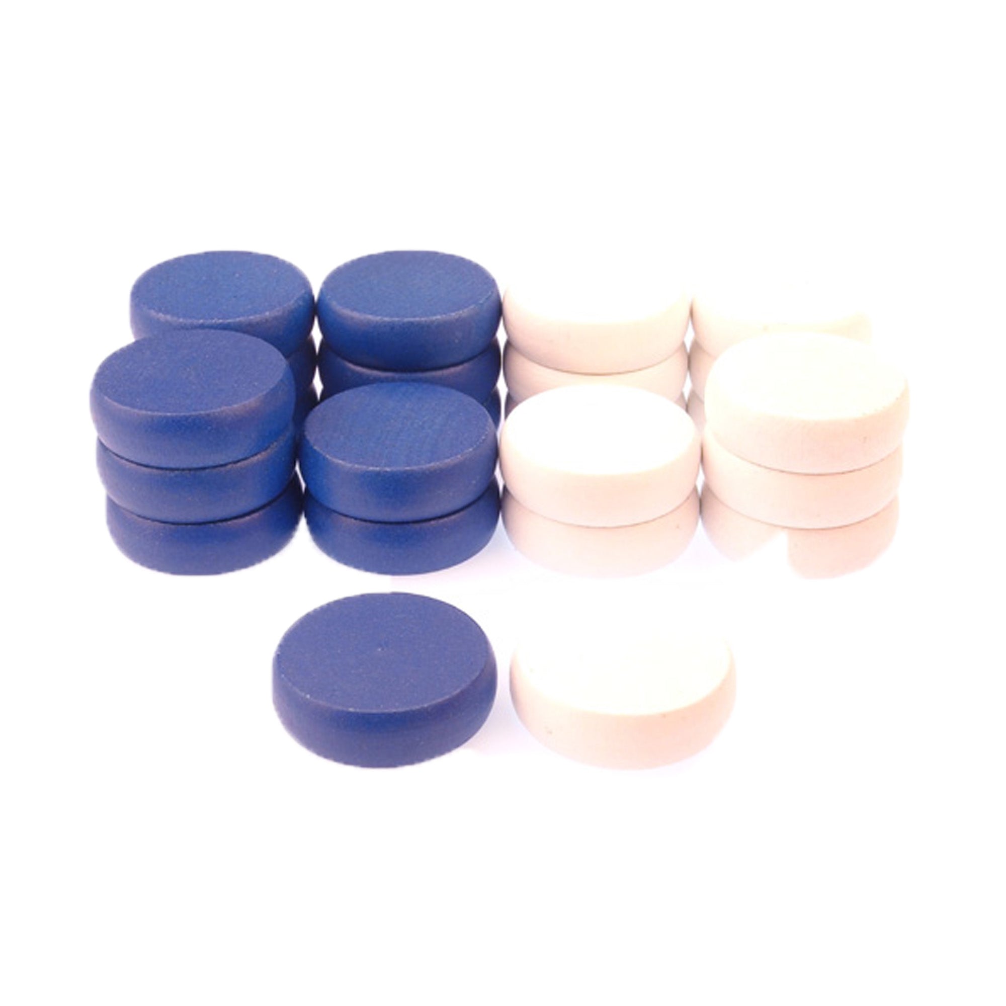 Crokinole Tournament Discs - 13 Blue and 13 White - Size 1-1/4" - 24 Needed + 2 Spare Discs - Bag Included - Carrom Alternative
