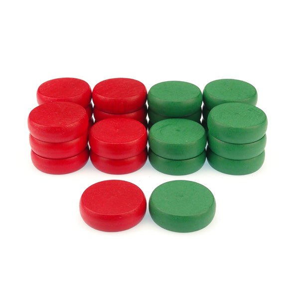 Crokinole Tournament Discs - 13 Geen and 13 Red - Size 1-1/4" - 24 Needed + 2 Spare Discs - Bag Included - Carrom Alternative