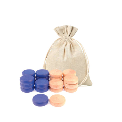 Crokinole Tournament Discs - Set of 13 Blue Discs - Official Size 1-1/4" - Includes Bag - Carrom Alternative