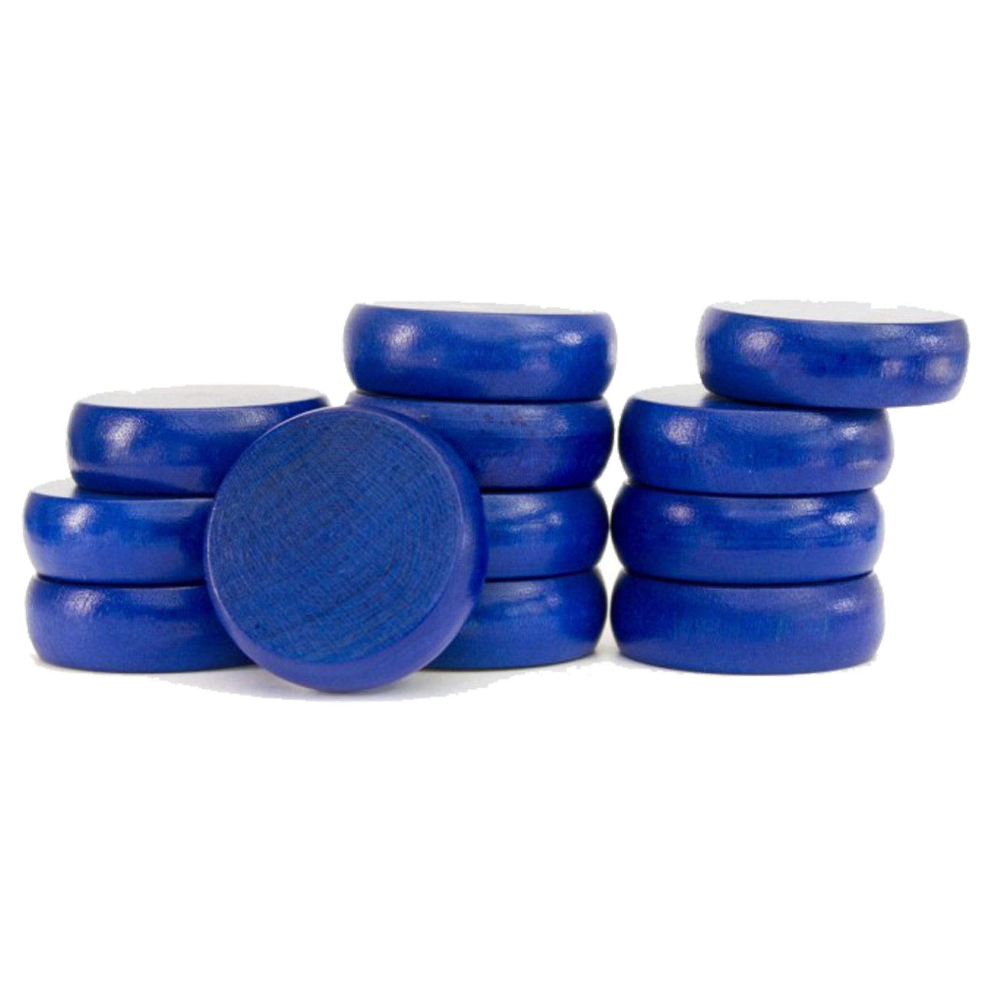 Crokinole Tournament Discs - Set of 13 Blue Discs - Official Size 1-1/4" - Includes Bag - Carrom Alternative