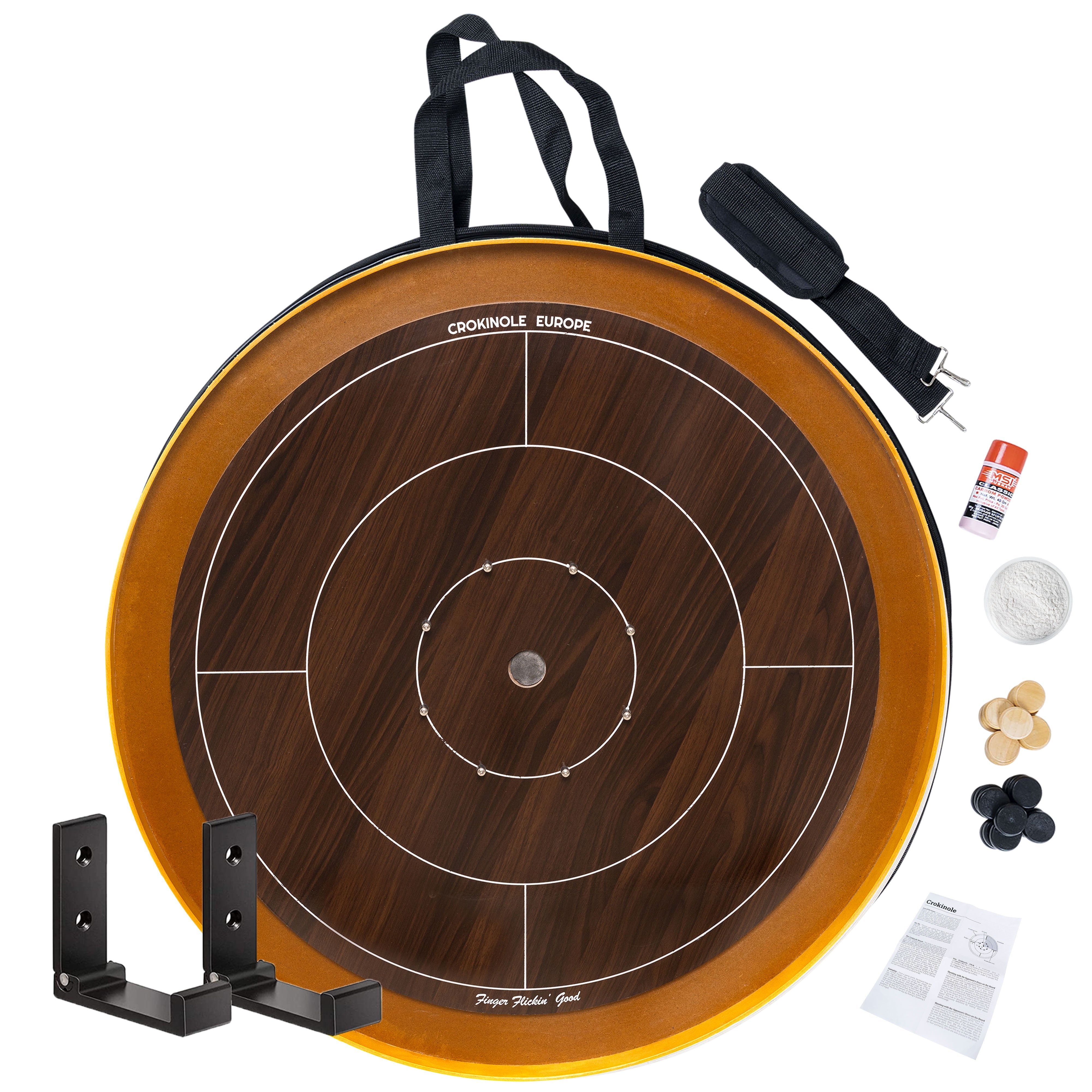 Crokinole Board Game - 'dark' Tournament Board, 26 Discs, Carrom Powder, Carrying Bag - Official Dimensions - Strategic Game for Young and Old - Buy Crokinole